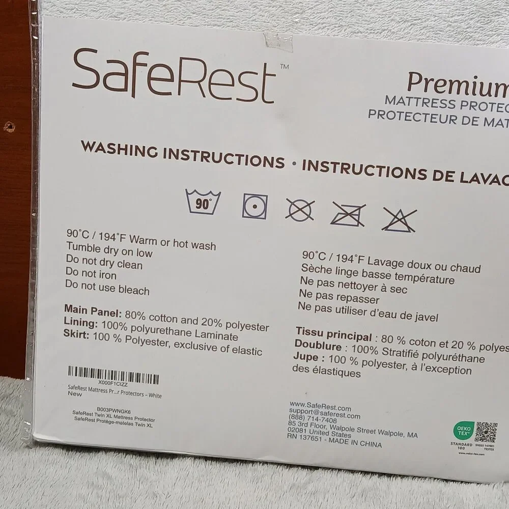 SafeRest Twin XL Mattress Cover Waterproof Hypoallergenic New College Dorm Core